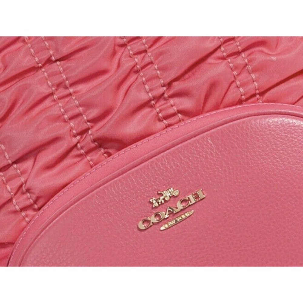 New Coach C4094 Court Backpack with Ruching Nylon & Pebble Leather Confetti Pink - Picture 4 of 4